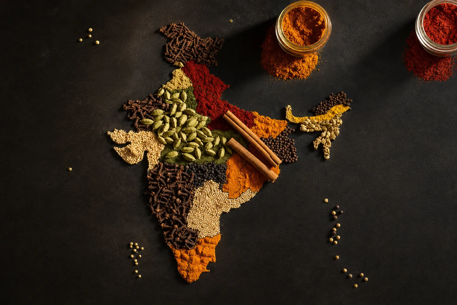 Map representing spices regions of India