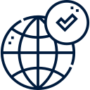 Global and checkmark icon